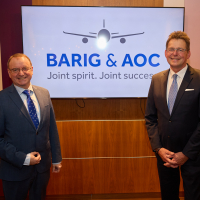 Gastgeber des New Year's Event 2025 Klaus Marx (Chairman AOC FRA) und Michael Hoppe (Chairman BARIG)