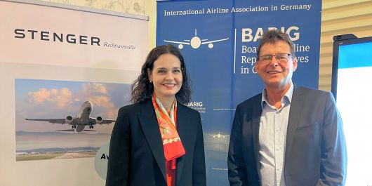 BARIG e.V. (v.l.n.r.): Jana-Natascha Garisch, Geschäftsführende Partnerin bei Stenger Rechtsanwälte, und Michael Hoppe, BARIG Chairman und Executive Director, freuen sich auf den gemeinsamen Austausch.